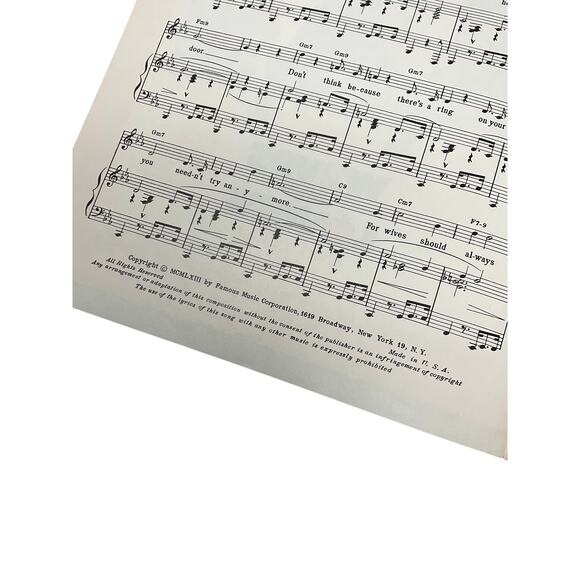 Wives and Lovers Sheet Music 1963 Hal David Burt Bacharach - Picture 4 of 5